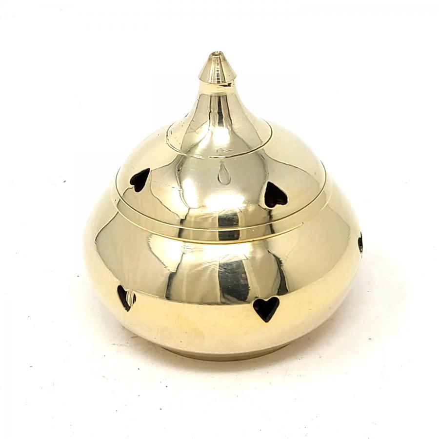 Brass Incense Burner- 3" heart