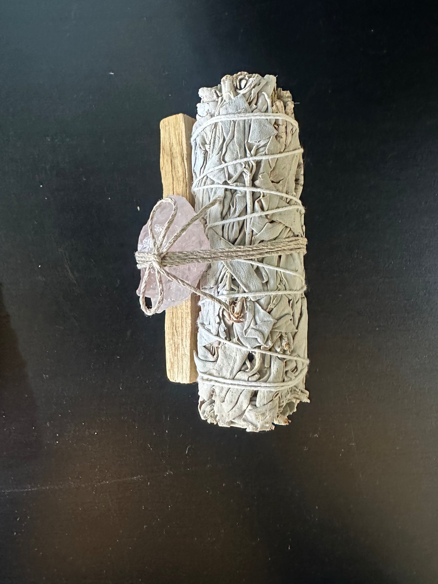 Smudge White Sage, Palo Santo Bundle with Stone