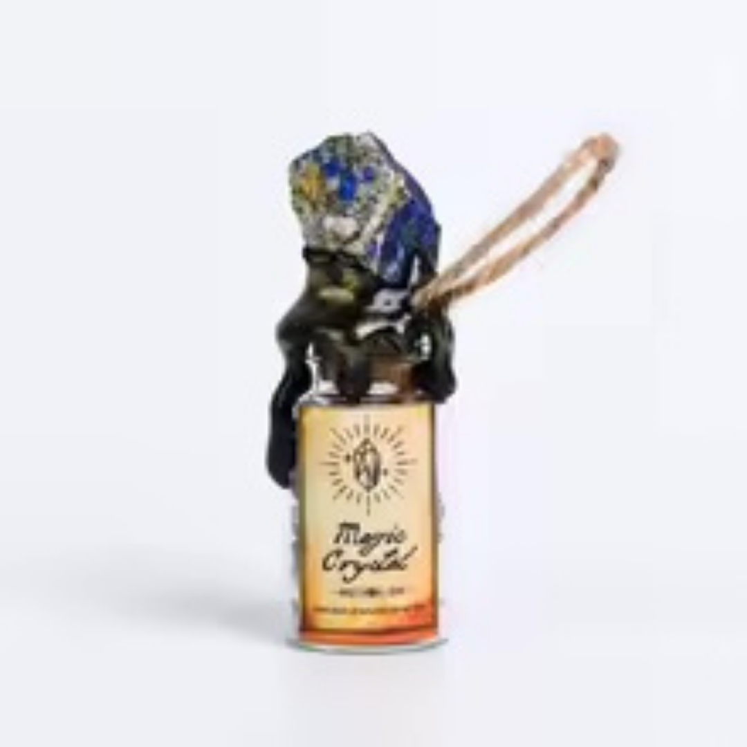 Natural Crystal Raw Stone Wishing Bottle Pendant Healing Energy Crystal Stone Bottle Creative Glass Hanging Decor