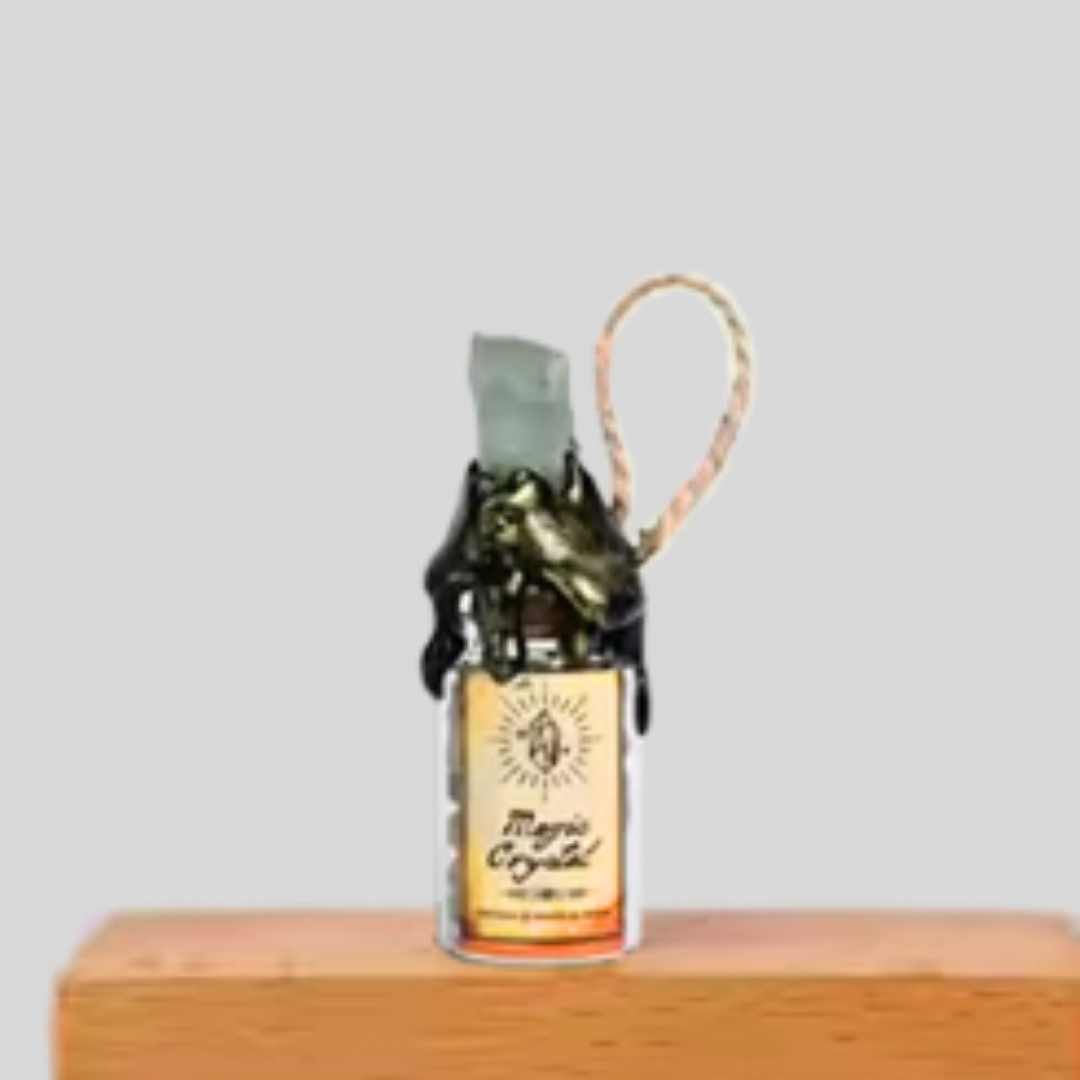 Natural Crystal Raw Stone Wishing Bottle Pendant Healing Energy Crystal Stone Bottle Creative Glass Hanging Decor