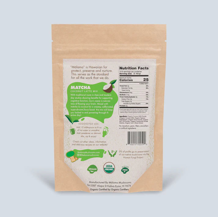 Mushroom Matcha Coconut Latte Mix with Lion's Mane