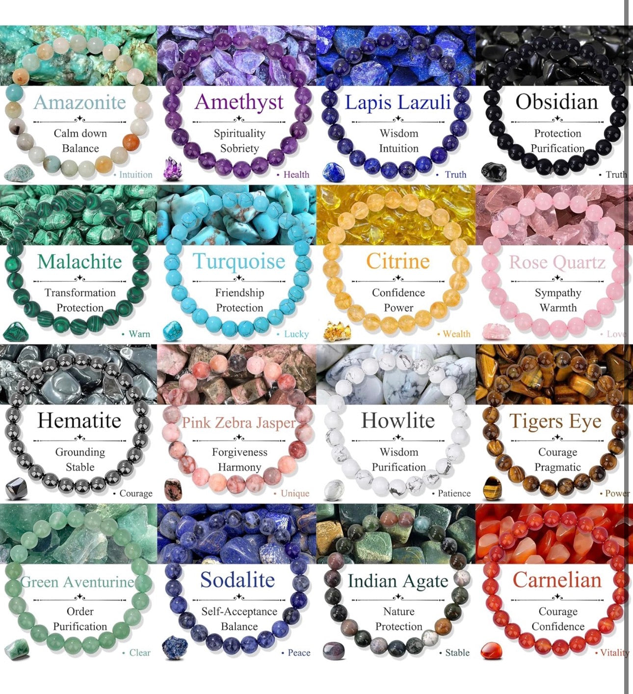 Bracelets Various Crystal Stones