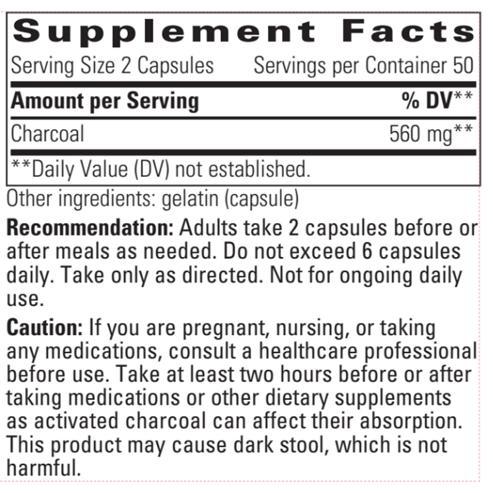 Activated Charcoal Integrative Therapeutics, 100 Capsules
