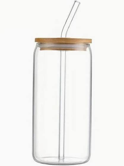 Glass Tumbler with Lid & Straw