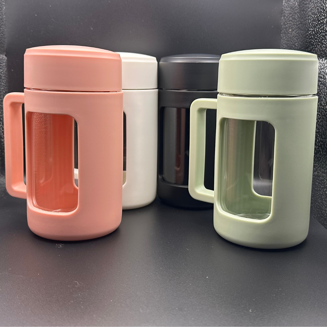 Heat Resistant Borosilicate Glass Tea Infuser Bottle With Handle Tea-Water Separation Portable Matte Mug