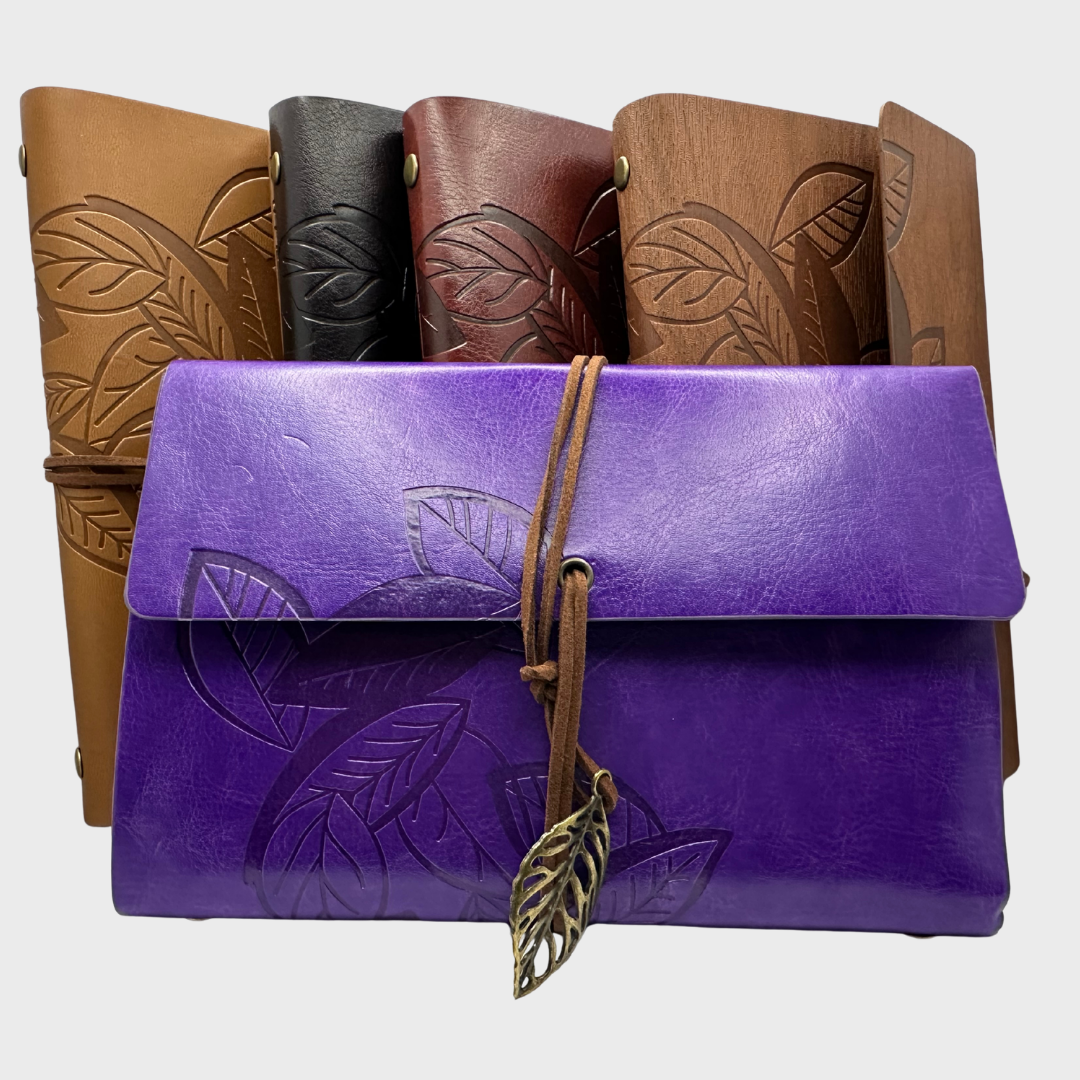 Journal, Embossed Leather, Leaf Pattern