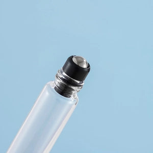 Transparent Glass Roller Bottle Refillable With Metal Cap (EMPTY)