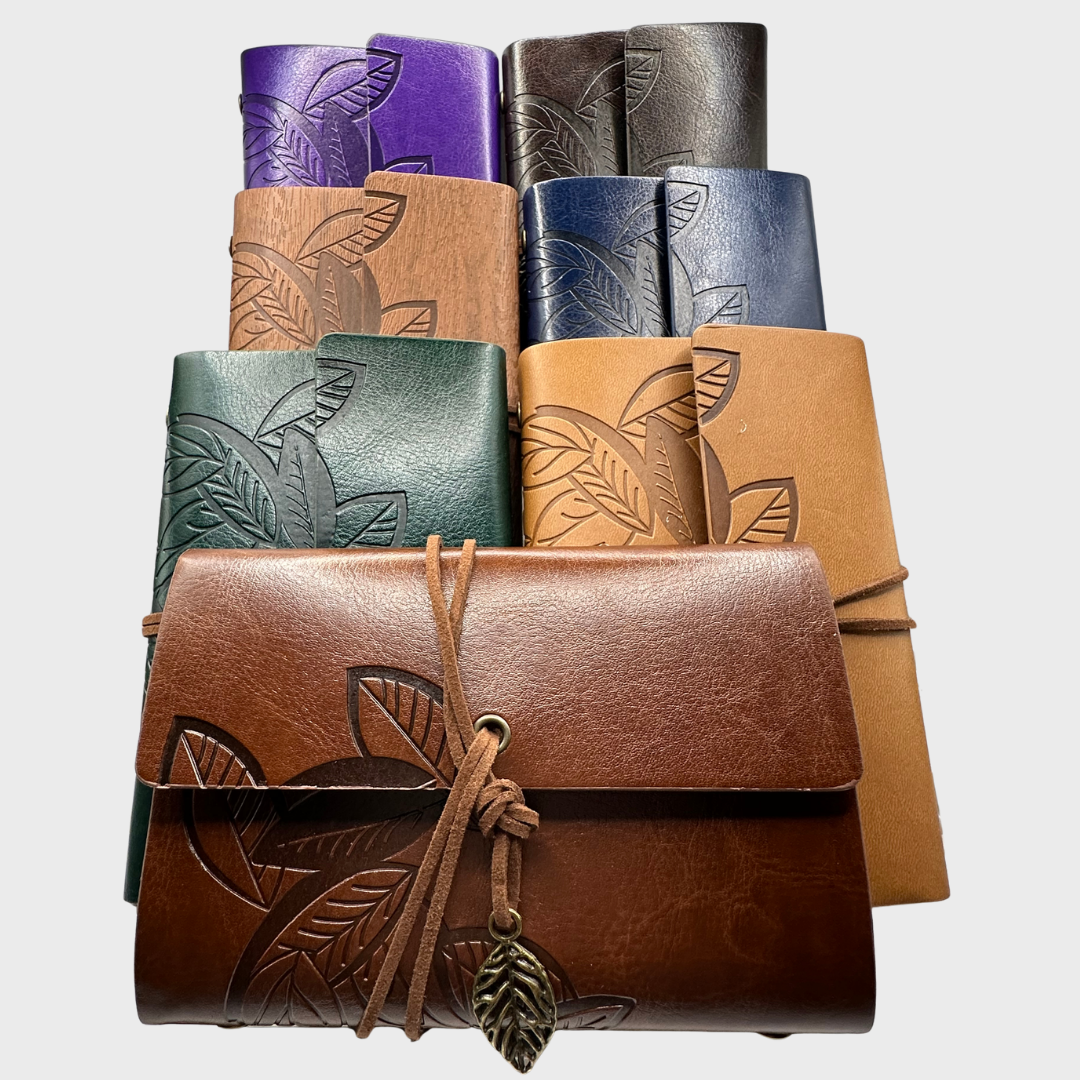Journal, Embossed Leather, Leaf Pattern