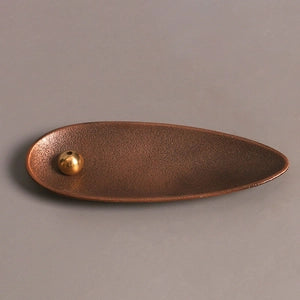 Zinc Alloy Incense Burner Holder With Hammered Leaf Tray Zen Style Stick Incense